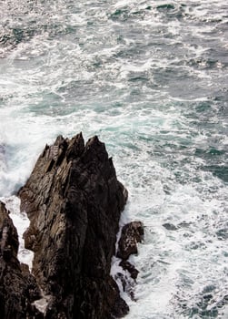 Rugged Cliffside Overlooking Foaming Ocean Waves, in Ireland photo