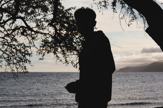 A Man on the Beach at Sunset photo