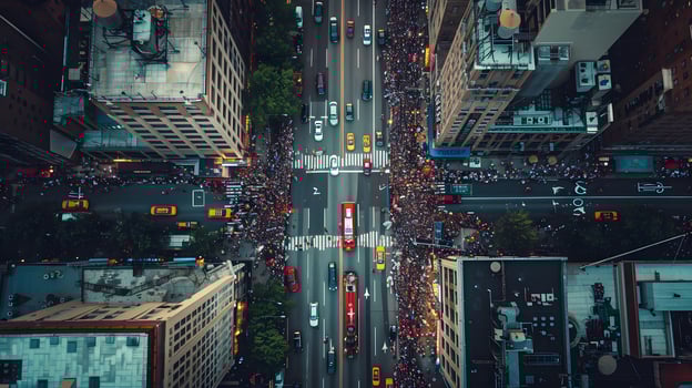 Aerial View of a Busy New York City Intersection photo