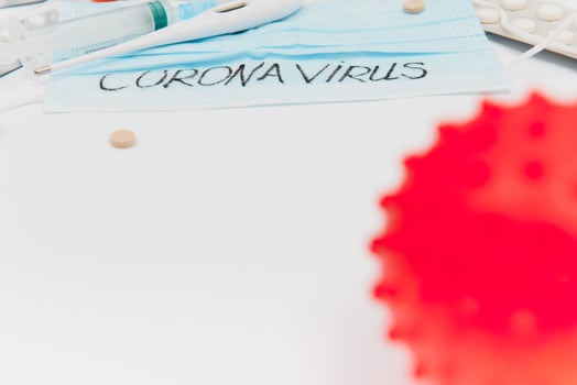 2019 Novel Coronavirus. 2019-nCoV. Wuhan, China 2Novel coronavirus - 2019-nCoV. The inscription medical protective mask Coronavirus. Chinese coronavirus outbreak. photo