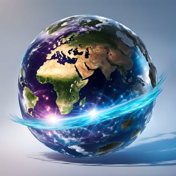 Illustration of Big Earth with magnetic field impact magnetosphere high quality colorful isolated images photo