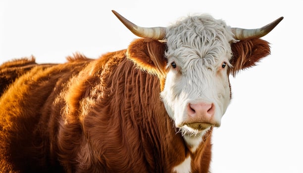 Hereford cow isolated on white background photo