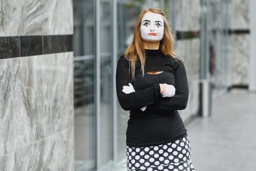 The girl with makeup of the mime. improvisation. photo