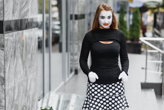 The girl with makeup of the mime. improvisation. photo