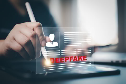 Deepfake concept ,Facial tracking, detection and recognition technology, Security system.cyber security, Login, User, identification information security secure access to users personal information photo