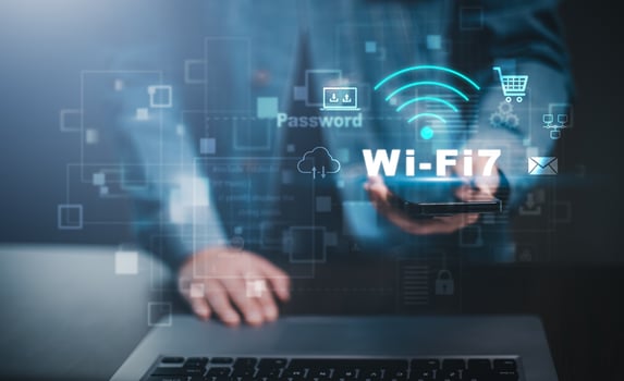 Wifi 7 technology enhances the efficiency of data transmission for faster speeds to connected devices, ensuring higher performance. photo
