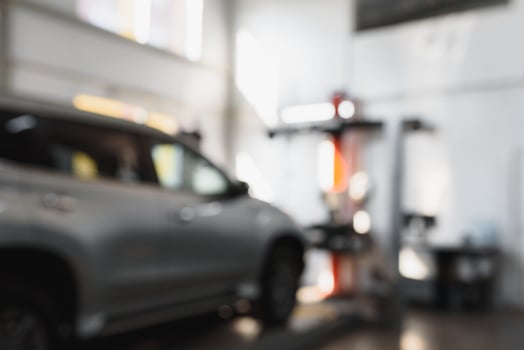 Blurred background of maintenance cars center photo