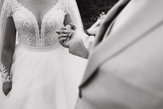 wedding theme, holding hands newlyweds photo