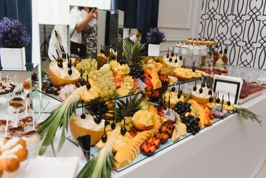 Delicious sweets on wedding candy buffet with desserts, cupcakes,tiramisu and cookies photo