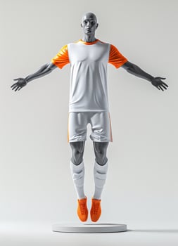 Mockup of a white soccer jersey with orange accents photo