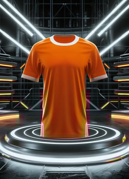 Orange jersey on a futuristic platform photo