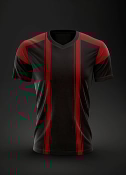 A black athletic jersey with red stripes for design photo