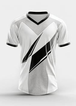 White sports jersey mockup with black accents photo