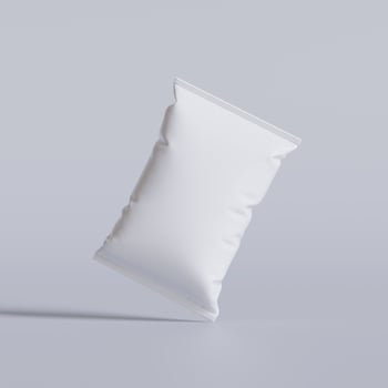 Snack pouch packaging white color on gray background for mockup collection photo