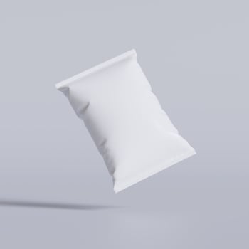 Snack pouch packaging white color on gray background for mockup collection photo