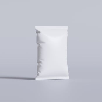 Snack pouch packaging white color on gray background for mockup collection photo