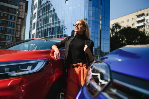 young businesswoman with a car photo