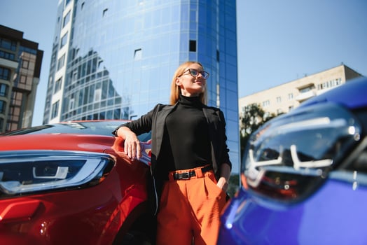 young businesswoman with a car photo