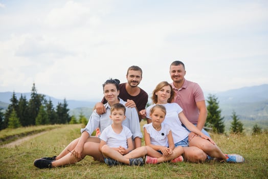 young family resting in the mountains. National Park. photo