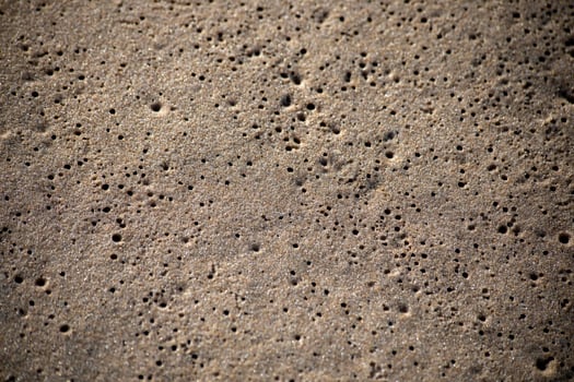 Close Up of Textured Sand Surface With Numerous Small Holes photo