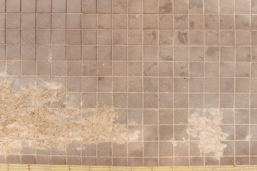 top view of the texture of paving slabs on pedestrian path photo