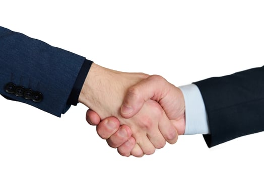 Businessmen making handshake with partner, greeting, dealing, merger and acquisition, business joint venture concept, for business, finance and investment background, teamwork and successful business photo
