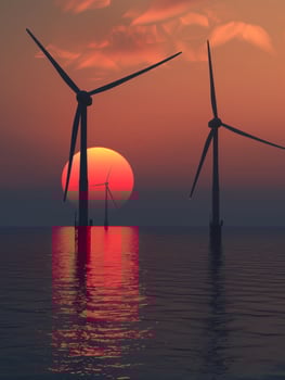 A landscape of a wind farm, symbolizing green energy and sustainability. photo