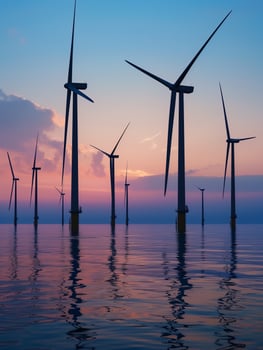 A landscape of a wind farm, symbolizing green energy and sustainability. photo