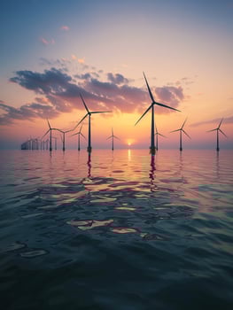 A landscape of a wind farm, symbolizing green energy and sustainability. photo