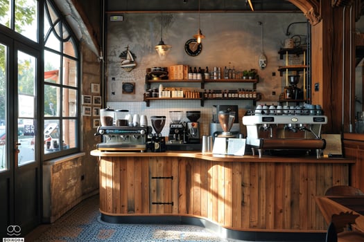 Cozy Rustic Coffee Shop Interior Design with . photo