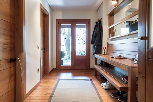 Modern Cozy Home Entryway with Plants with . photo