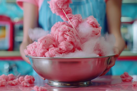 Person Holding a Bowl of Pink Cotton Candy With White Steam photo