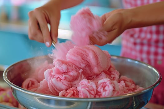 Person Holding a Bowl of Pink Cotton Candy With White Steam photo