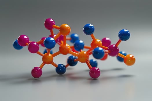 Colorful Molecular Model Against White Background photo