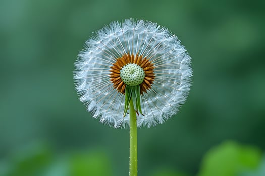 Close-Up of Dandelion Seed Head Showing Delicate Details for Nature-Themed Design and Posters photo