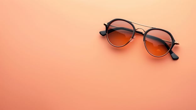 Stylish sunglasses on a peach background with ample copyspace for creative projects photo