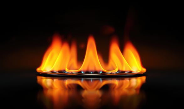 Closeup view of a gas hob flame photo