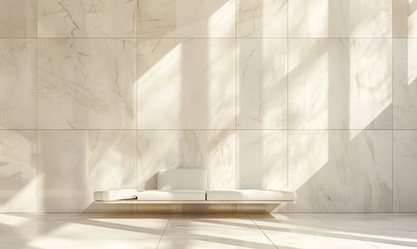 Thassos marble wall, white interior photo