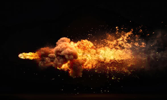 a fiery burst against a black background photo