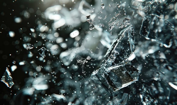 Detailed image of glass shattering photo