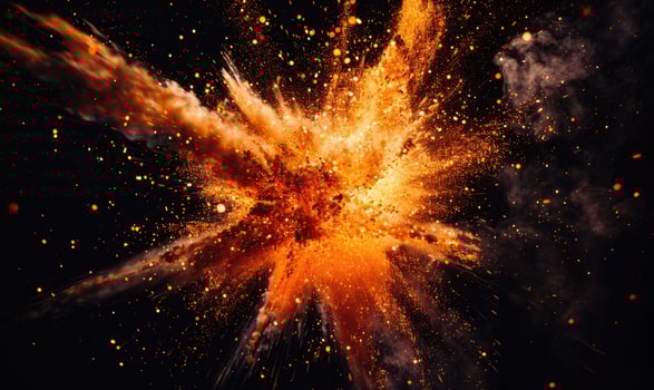 Detailed capture of an explosion in motion, showcasing the fiery bursts against a black backdrop photo