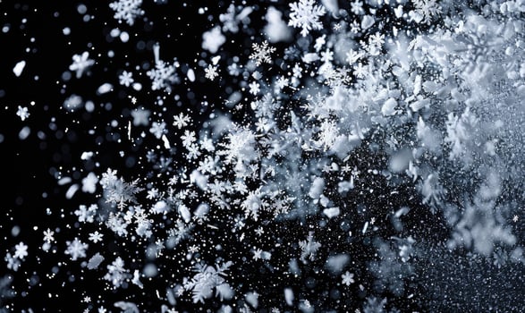 Snow explosion on black background photo