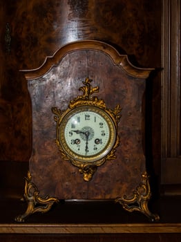 luxury old retro clock in a loft interior photo