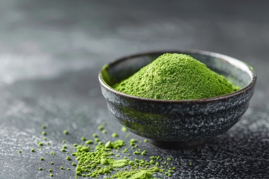 Japanese matcha green tea. Japanese matcha green powdered tea served in matcha bowl photo