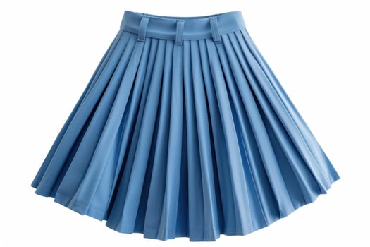 Blue pleated skirt with belt. photo