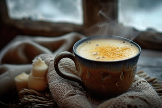 Cup of coffee with cinnamon and whipped cream photo