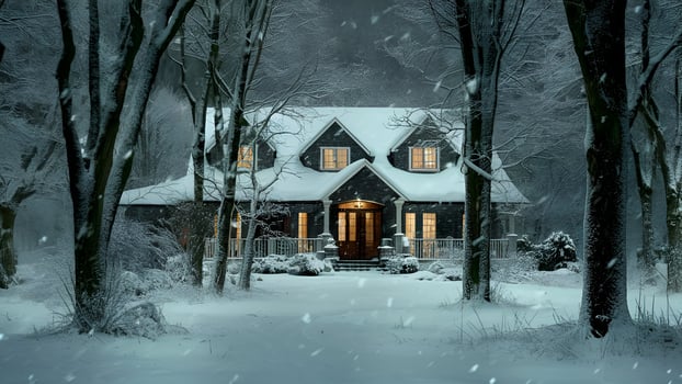 A snow covered house landscape photo