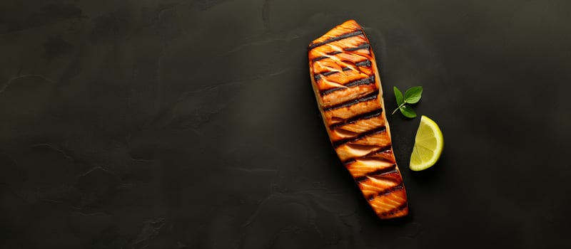 Grilled salmon fillets garnished with fresh herbs, embodying healthy eating and gourmet cuisine, perfect for celebrations like Easter or Thanksgiving photo