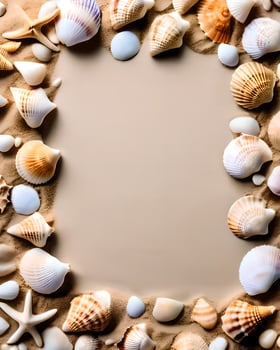 Seashells on the sand as a background photo