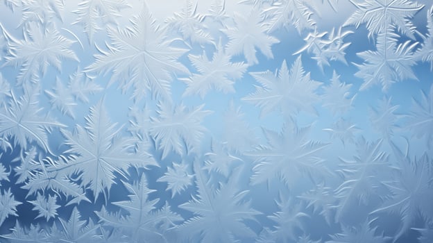 Close-up of frost patterns on winter window photo